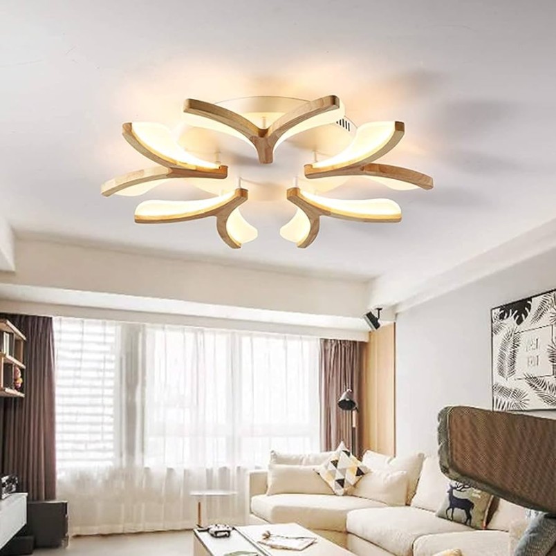 AHFAM Holz Wohnzimmerleuchten LED Deckenlampe Einfache Moderne
