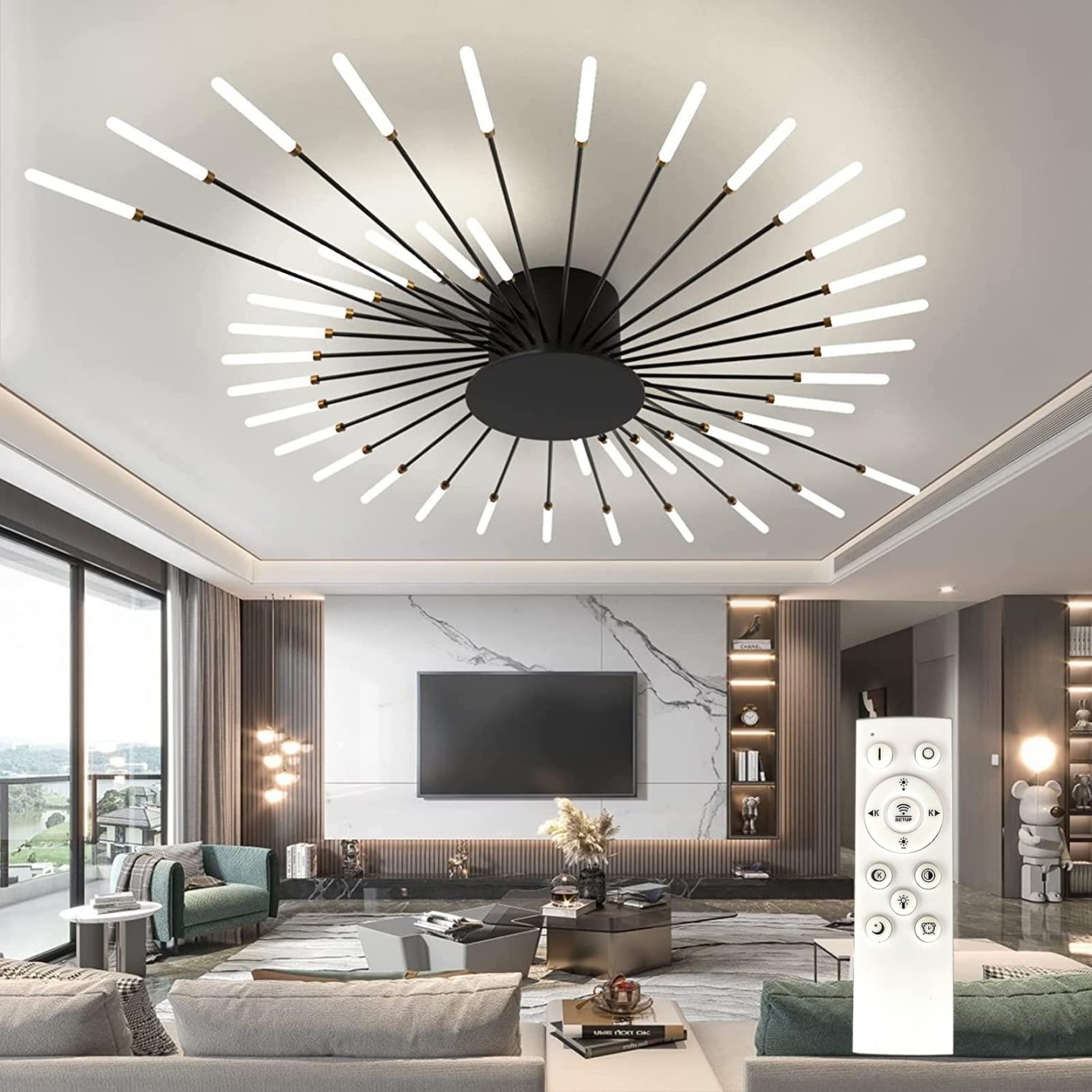 AHXIAOZN Modern LED Ceiling Light with Remote,Flush Mount Ceiling Lamp  Acrylic Lampshade Chandelier,See more AHXIAOZN Modern LED Ceiling Light  with