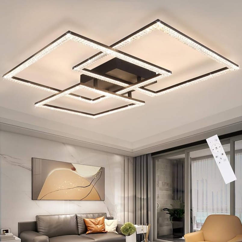 Homefire Deckenlampe LED Deckenleuchte Wohnzimmer: Schwarz