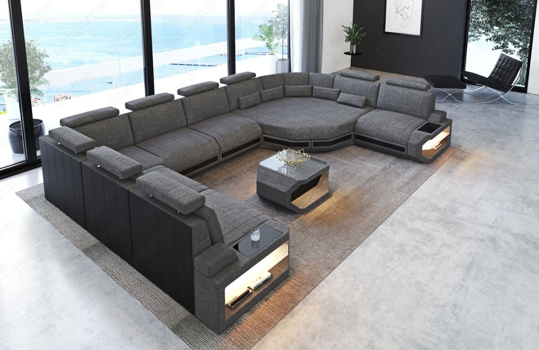 Sectional Fabric Sofa Bel Air XL with Relax Corner Sofadreams