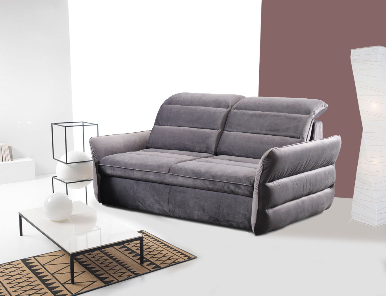 -Sitzer Sofa Couch Schlaffunktion eisengrau Ausführung wählbar